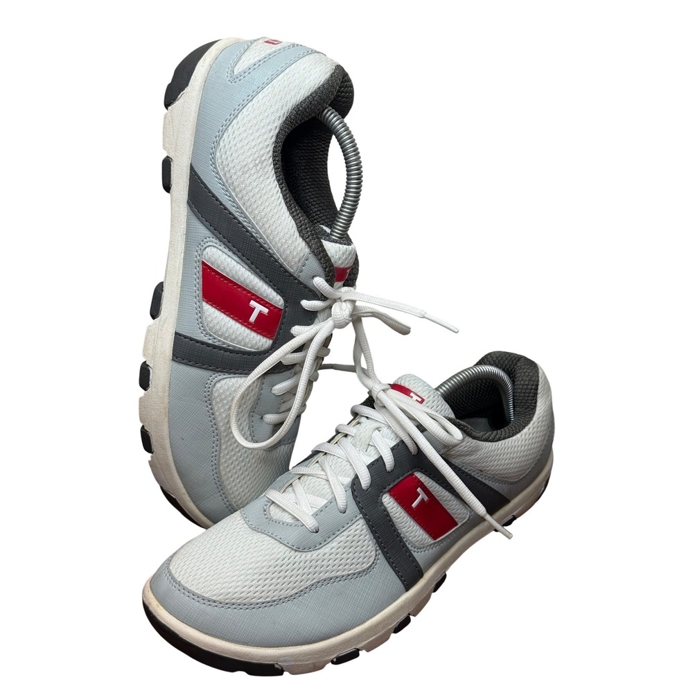 TRUE linkswear Z1-0501-090 Mens Size 9 Spikeless Golf Shoes Grey White Red Mesh